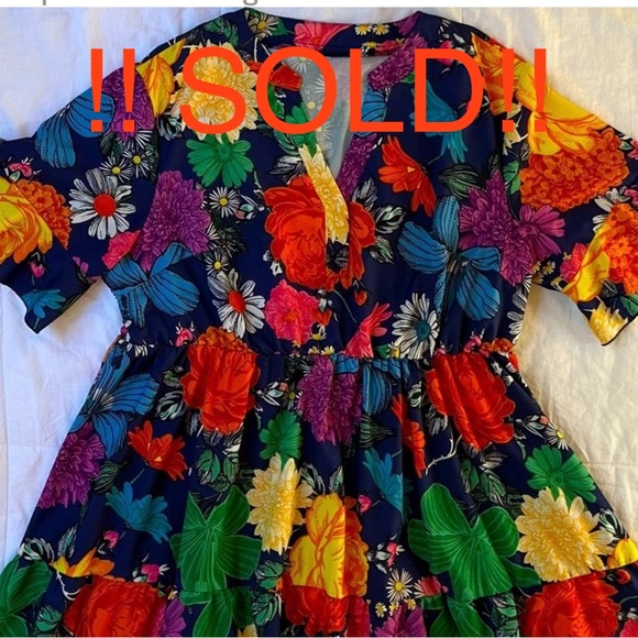 !! SOLD !! and multi-coloured floral dress with vintage floral print & - Picture 1 of 4